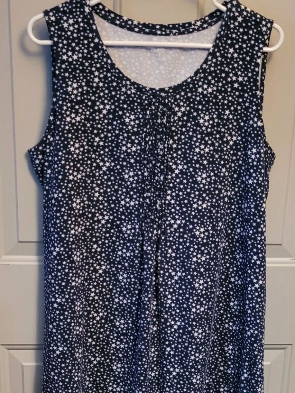 Lands End Cute Navy Blue with White Stars Pullover Dress - Misses Large